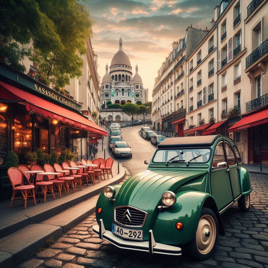 Tableau Citroën 2CV à Montmartre – Impression sur Aluminium LIVRAISON INCLUSE