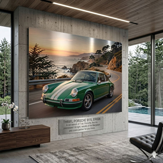 Tableau Porsche 911 S 1970 Verte – Impression sur Aluminium LIVRAISON INCLUSE