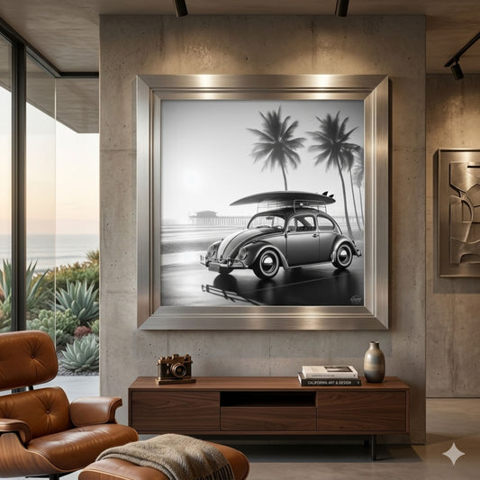 Tableau Volkswagen Coccinelle en Bord de Plage – Impression sur Aluminium LIVRAISON INCLUSE